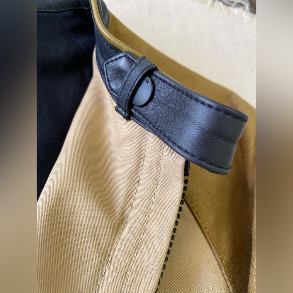 Coach Outlet Tan Black Trim Moto Style Utility Zip Front Jacket Luxury Casual XS - Picture 7 of 13